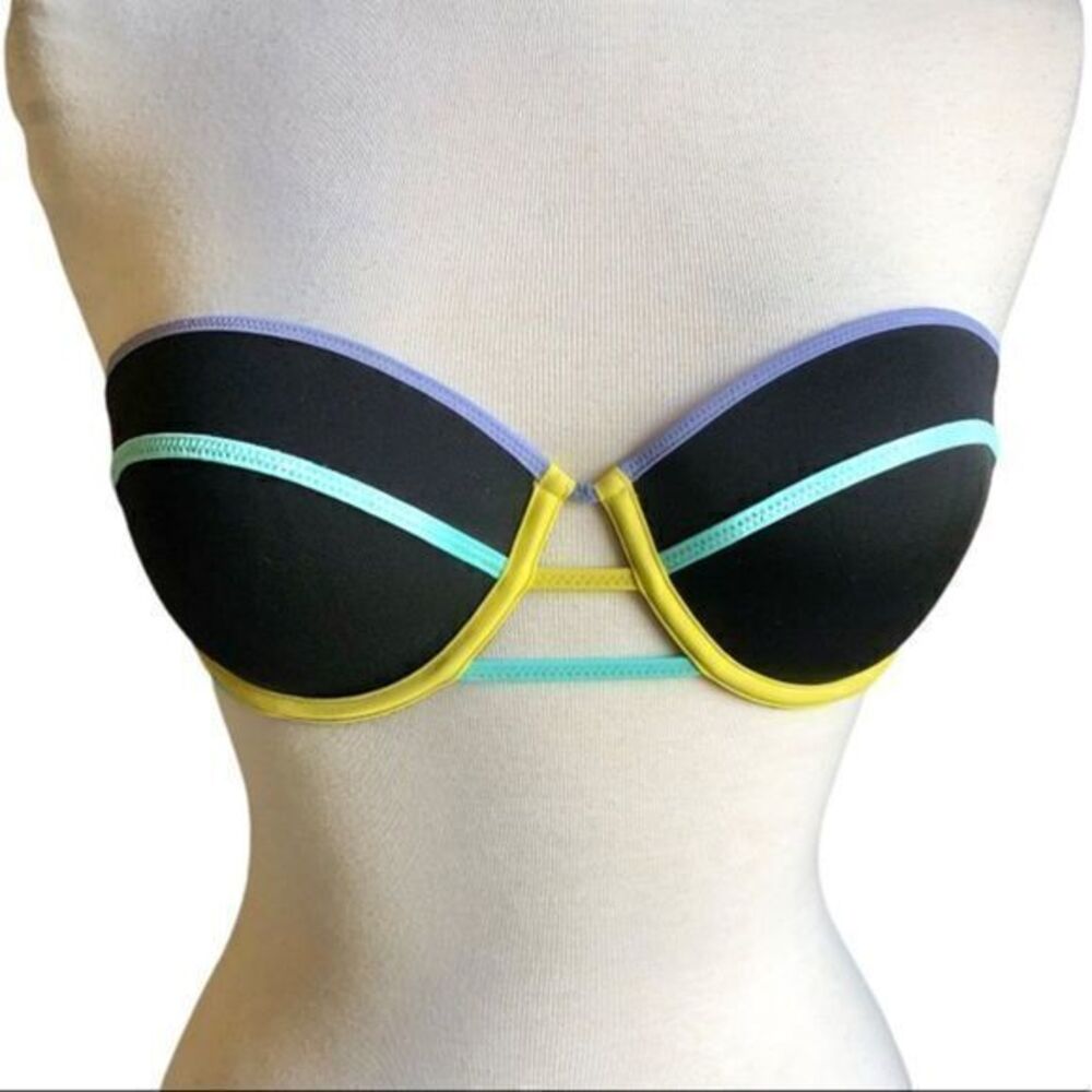 Victoria’s Secret pastel and black strapless swim top 34D